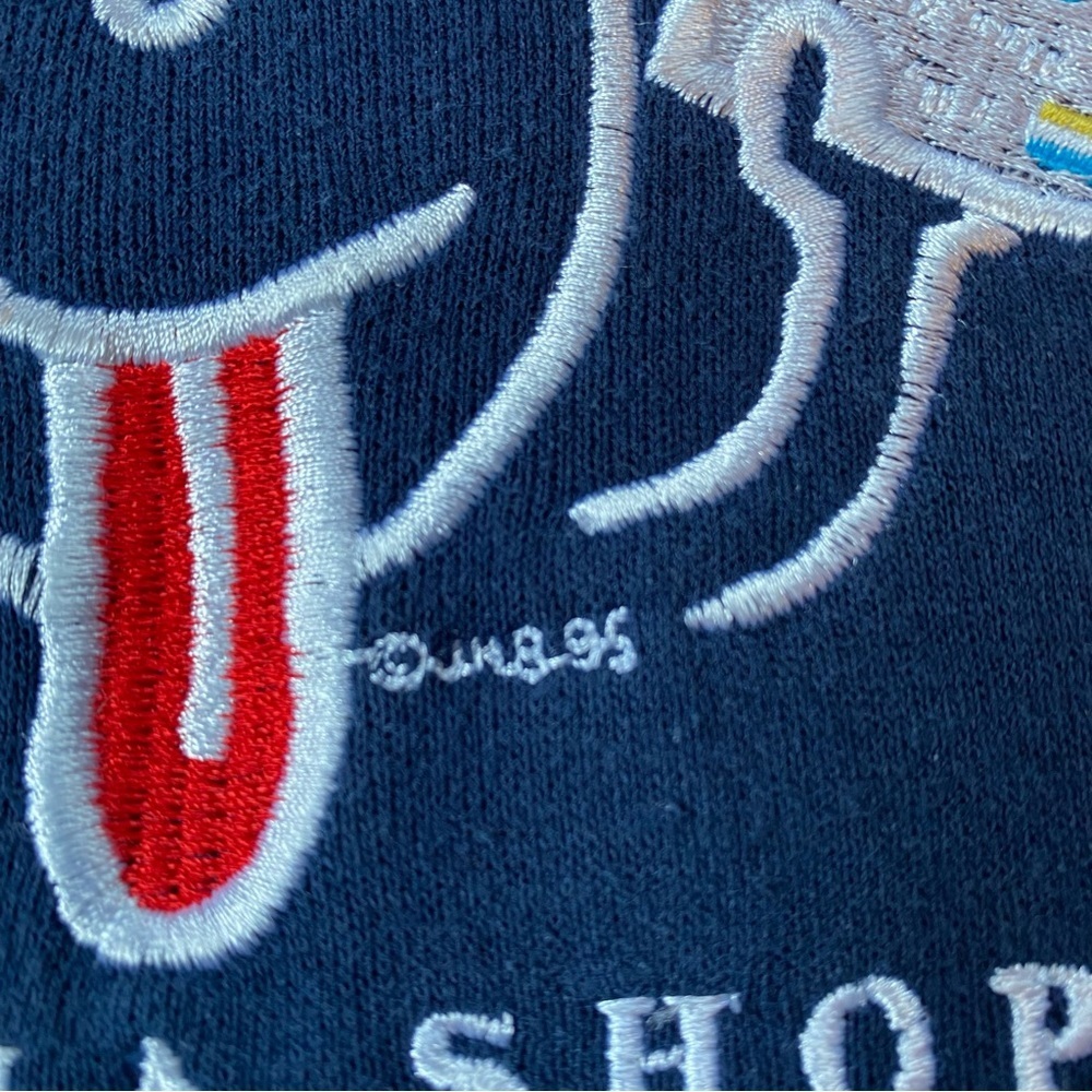 Vintage 1995 “Wanna Shop” Navy Blue Jerzees Sweatshirt - Picture 3 of 4